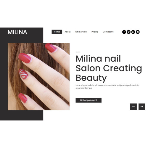Простой готовый HTML CSS шаблон сайта салона красоты или нейл-салона Milina 2023